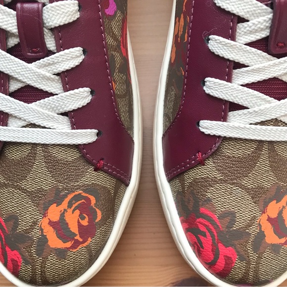 🌺 Coach Clip Low Top Sneaker In Signature Canvas With Floral Print - Picture 5 of 11